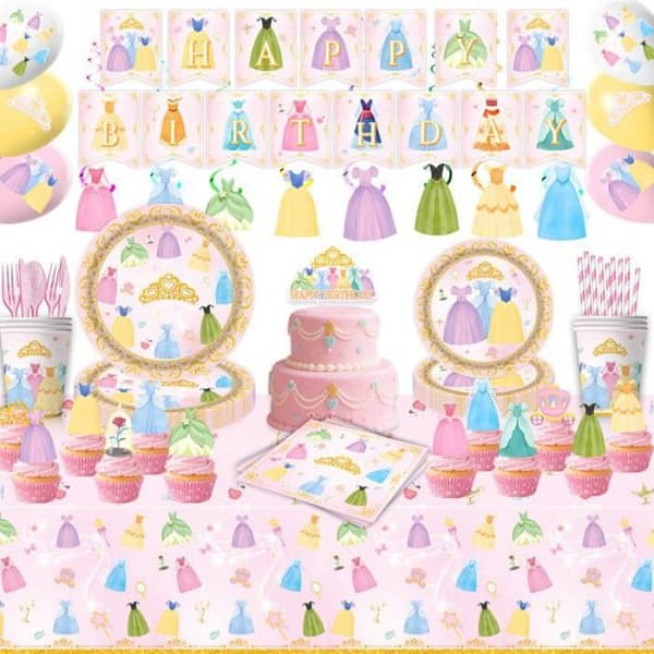 24 spiralbanner, festdekorasjon, prinsessetema, til Halloween, bursdag.
