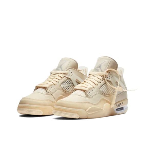 Air Jordan 4 X Off White för Män och Kvinnor Original AJ4 Sneakers 36