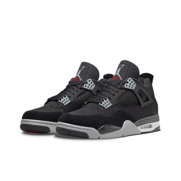 Air Jordan 4 Retro Svart Canvas för Män och Kvinnor AJ4 36