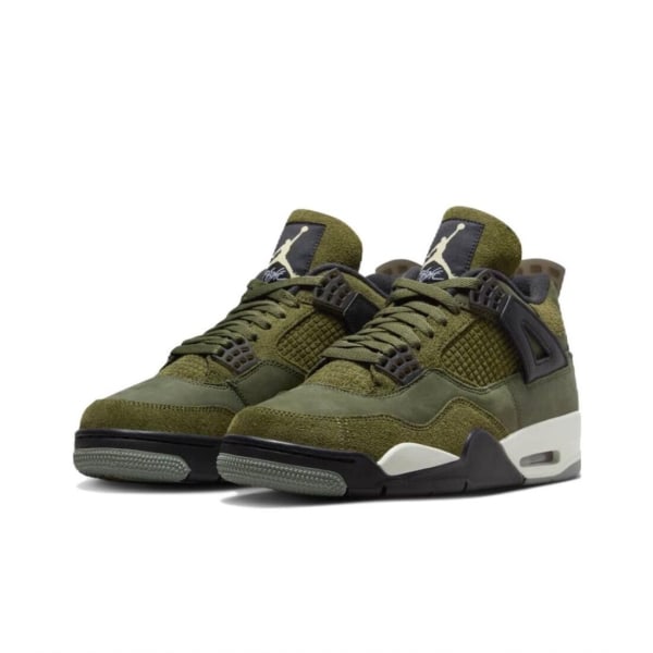 Air Jordan 4 Retro Olive för män och kvinnor Original AJ4 Sneakers 46