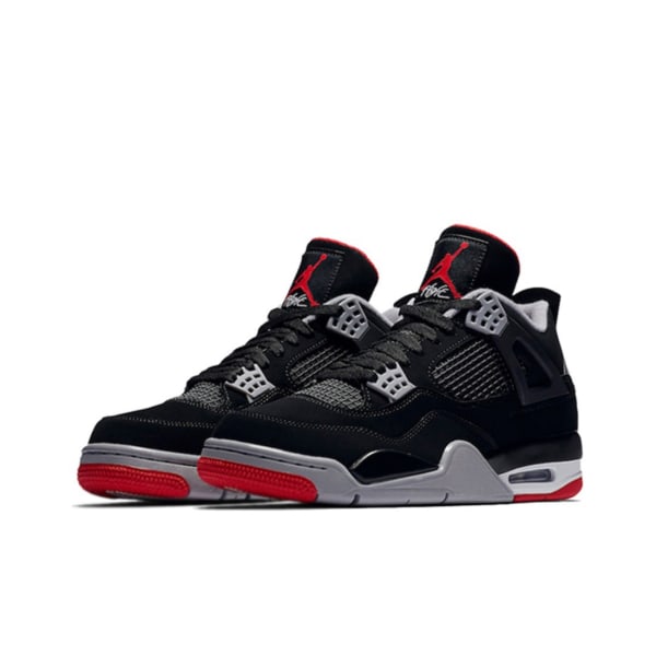 Air Jordan 4 Retro Bred för Män och Kvinnor AJ4 Sneakers 41