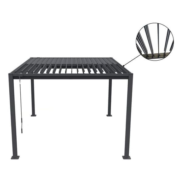 Bioklimatisk pergola med 2 markiser i galvaniserat stål "Howard" - 3 x 4 m - Grå Grå