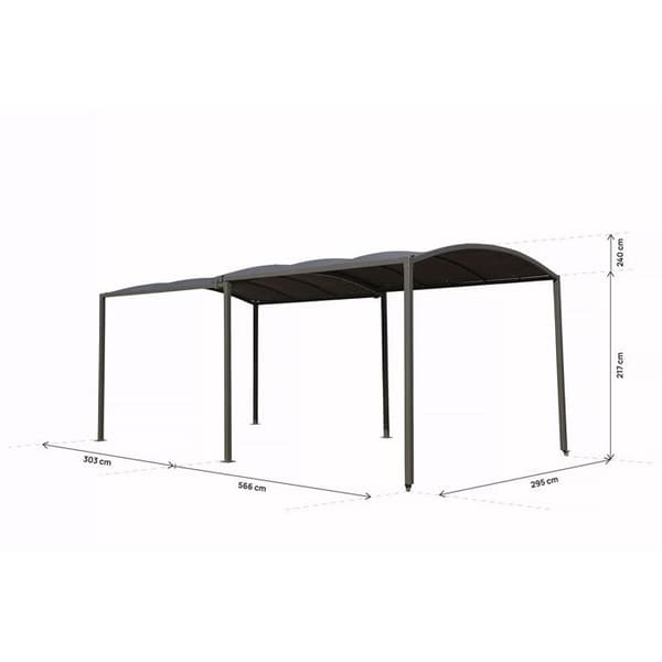Laajennettava metallinen autokatos "Mathis" - 303/566 x 295 x 240 cm - Harmaa Grå