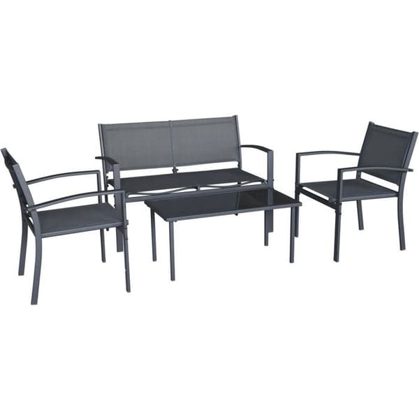 Havemøbler i metal "Lino II" - 4 pladser - Sort svart