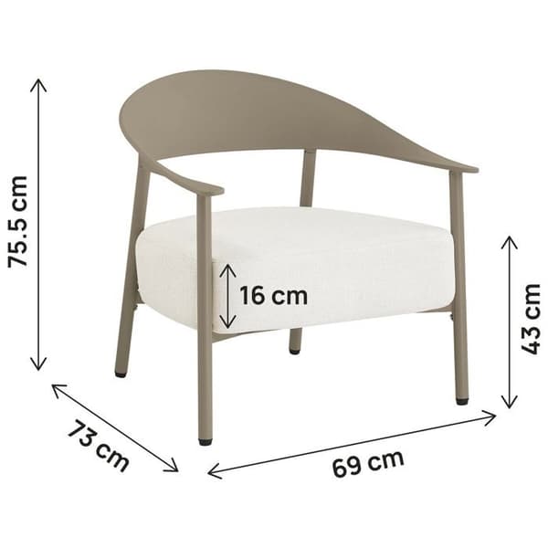 Set med 2 trädgårdsstolar i plast och metall "Céora" - Taupe Mol