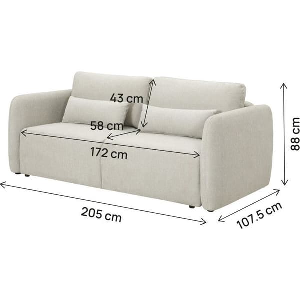 Soffa med rak design, konvertibel i tyg "Concorde" 3 platser - Beige beige