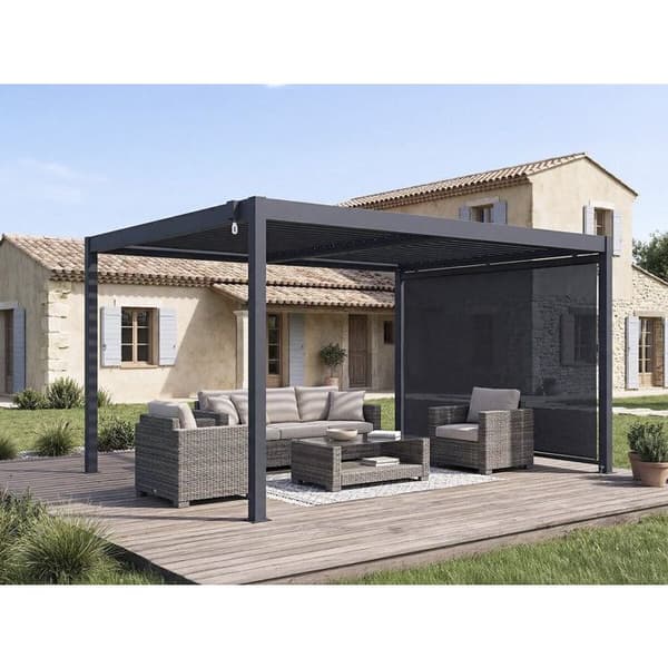 Bioklimatisk pergola med aluminiumskydd "Windsor" - 3 x 4 m - Grå Grå