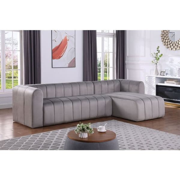 Vinkelsofa i velour "Victor Hugo" - 3 pladser - Grå Grå