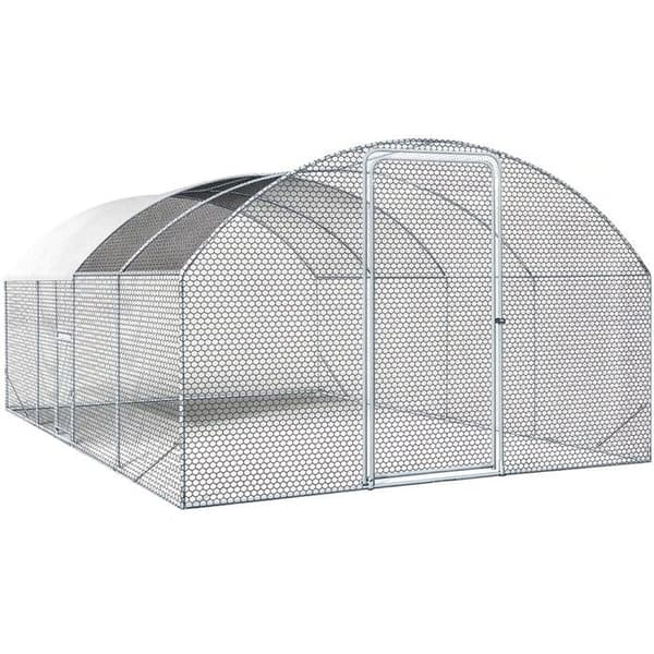 Hønsegård - Cocorico - 15 m² - Galvaniseret stål - 2 døre Grå