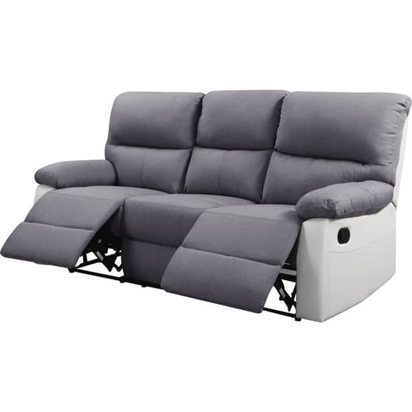 Relax sofa "Lincoln" - 197 x 89 x 103 cm - 3 pladser - Hvid / Lys grå Vit/Ljusgrå