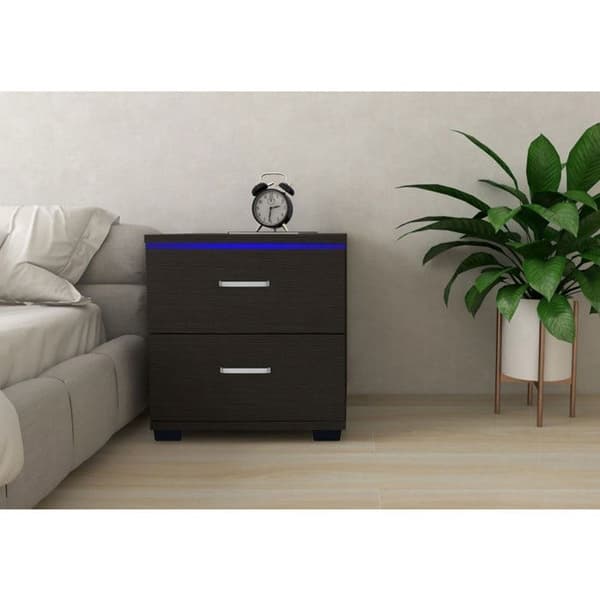 LED-natbord "Karina" - 41 x 38 x 41,5 cm - Sort