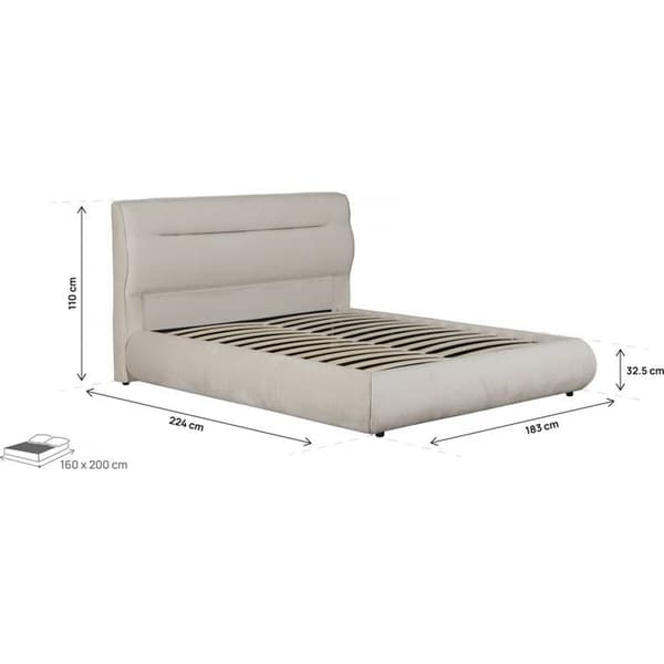 Dubbel säng med sammetens förvaringslåda "Chamonix" - 160 x 200 cm - Beige beige