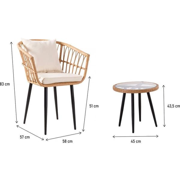Rattan havemøbler "Vela" - 2 pladser - Brun beige