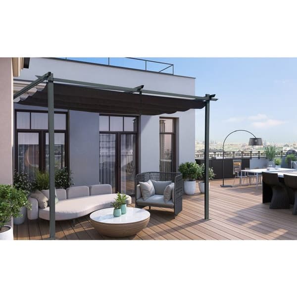Fristående pergola med utfällbart tak - 3 x 3 m - Grafitgrå Grå