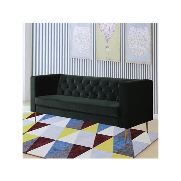 "Bruce" fast sammetssoffa - 196 x 76 x 82 cm - 3-sits - Mörkgrön Grön.