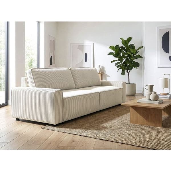 Soffa i ribbstickad sammet "Montaigne" - 3 platser - Beige beige