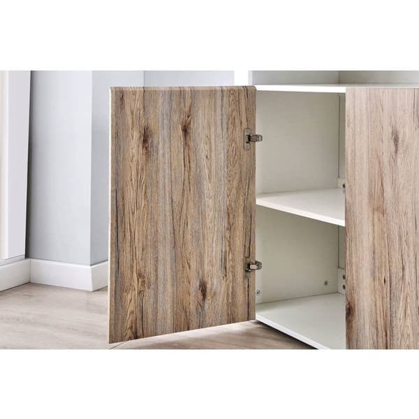 Buffé LED "Bogota" - 155 x 40 x 92 cm - Ek / Vit lack Ek / Lackad vit
