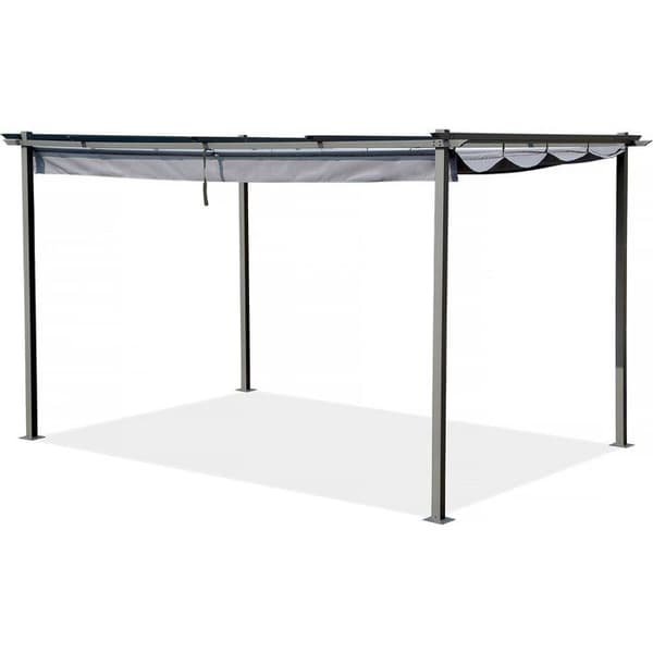 Metallpergola med infällbart tak - 3 x 4 m - Grafitgrå antracit