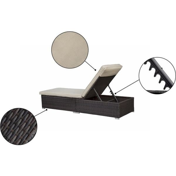 Set med 2 solstolar i flätad resin med kuddar och soffbord "Alice" - Brun