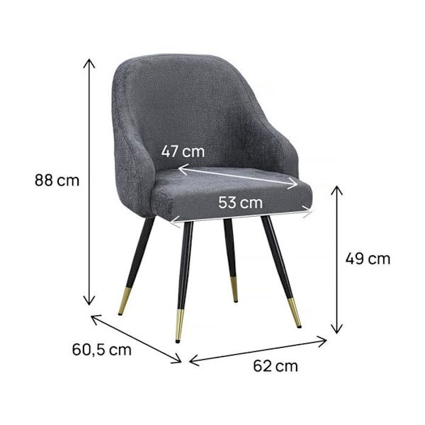 2-pack fåtöljer i tyg "Harmony" - 54 x 57 x 90 cm - Grå Grå