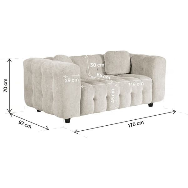 Rät soffa i chenilletyg "Vendome" - 2 platser - Beige beige