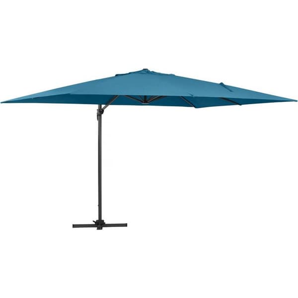 Parasol havej med alu "Sun 4" - Rektangulær - 3 x 4 m - Blå + Beskyttelseshætte Blå.