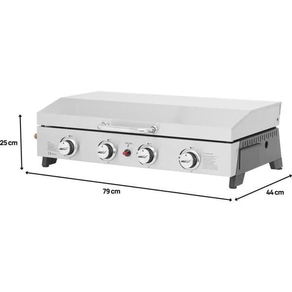Gasträff med 4 brännare och lock "Fasto" - 10 kw - Grå
