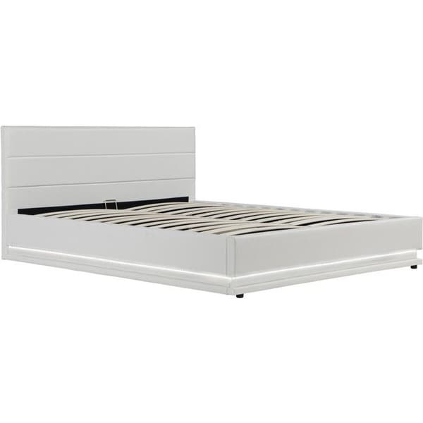 Lysende LED med sengeskuffe "Anastasia" - 160 x 200 cm - Hvid Vit
