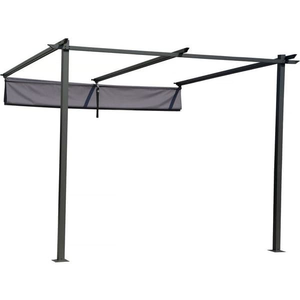 Fristående pergola med utfällbart tak - 3 x 3 m - Grafitgrå Grå