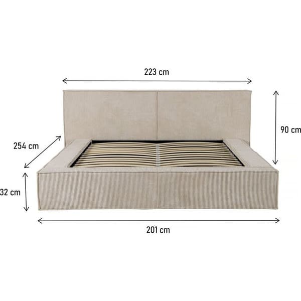 Samettivuode "Courchevel" - 160 x 200 cm - Beige beige