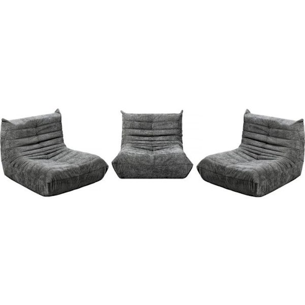 Set om 3 modulära fåtöljer för soffa i texturerad tyg "Velasca" - Grå