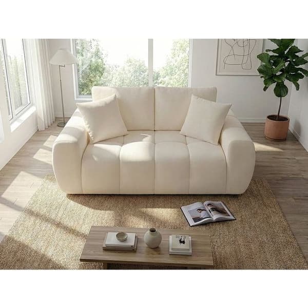 Rät soffa i tyg stil bubble "Léonie" - 2 platser - Beige beige