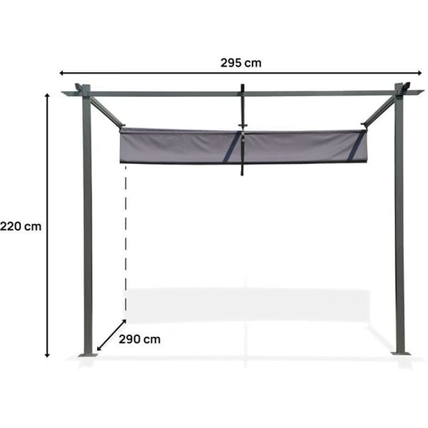 Fristående pergola med utfällbart tak - 3 x 3 m - Grafitgrå Grå