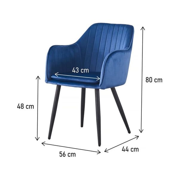 Sæt med 2 "Velma" stole i velour med armlæn - Blå Blå.