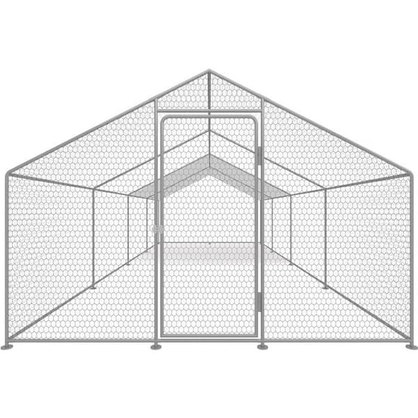 Hönsgård 24 m² inhägnad 8 x 3 x 2 M galvaniserad stål Grå