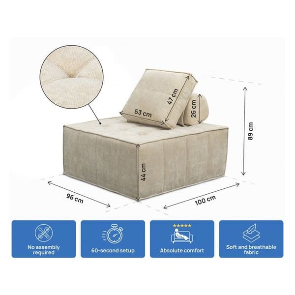 Set med 2 modulära fåtöljer för soffa i texturerat tyg "Velluto" - Beige beige