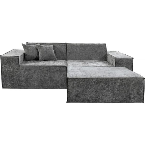 Modulär rak soffa med ottoman i texturerat tyg "Lusso" - 3 platser - Grå Grå