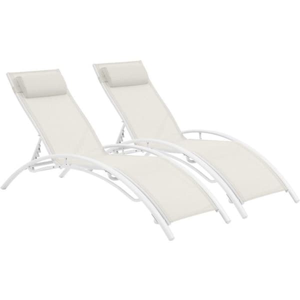"Beauty" solstol i aluminium - Phoenix - Ecru - Set om 2 Ecru