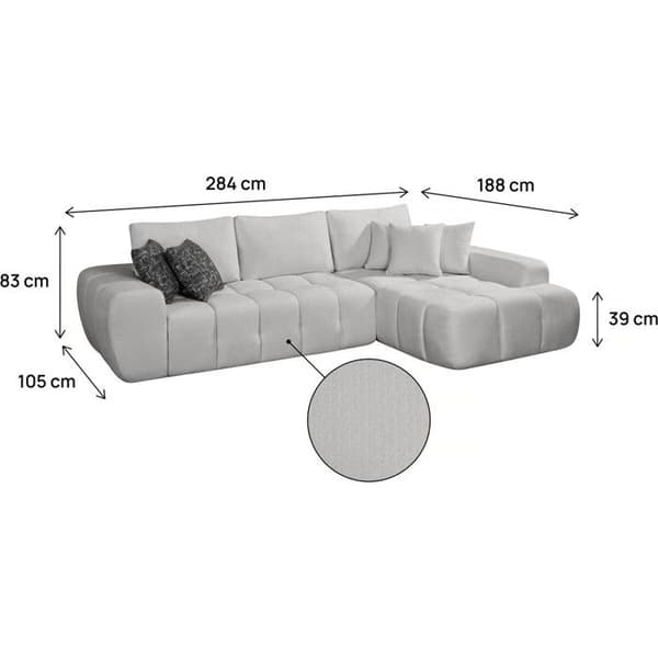 Hjørnesofa i stof stil bubble "Sidonie" - 4 pladser - Grå Grå