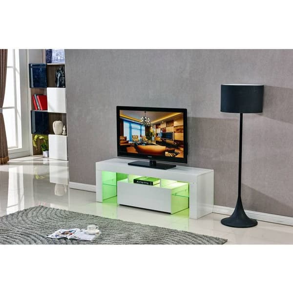 "Borda" LED TV-skåp - 130 x 34 x 45 cm - Lackad vit Vit