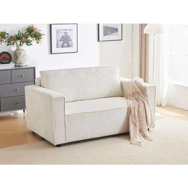 Soffa i ribbat sammet "Grenelle" - 2 platser - Beige beige