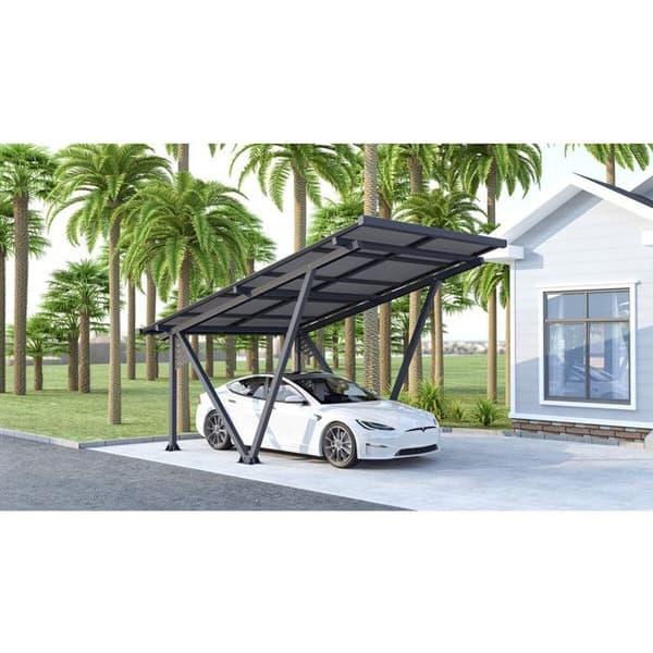 Solarlamellparkeringsplats med solpaneler - 366 x 575 x 366 cm - Grå - 4,1 kW Grå