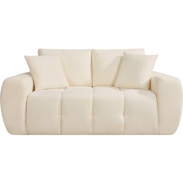 Rät soffa i tyg stil bubble "Léonie" - 2 platser - Beige beige
