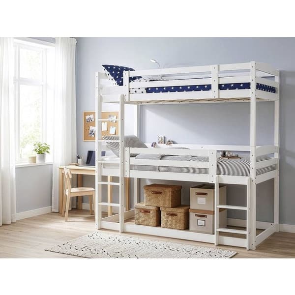 Överslaf - Sephora - 3 sovplatser - 90 x 190 cm - Vit trä Vit