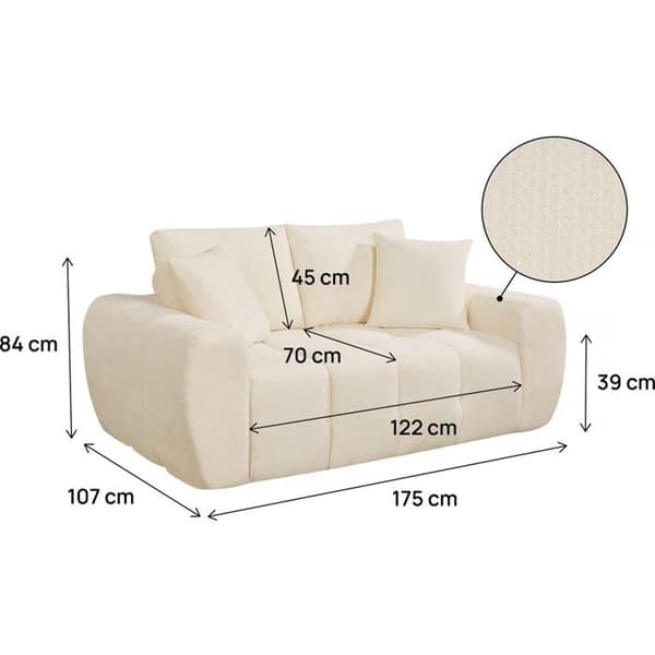 Rät soffa i tyg stil bubble "Léonie" - 2 platser - Beige beige
