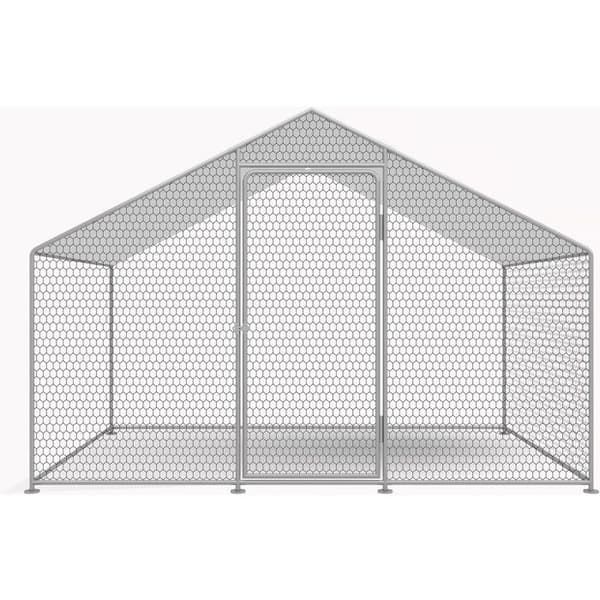 Hönsgård 6 m² inhägnad park 2 x 3 x 2 M galvaniserat stål Grå