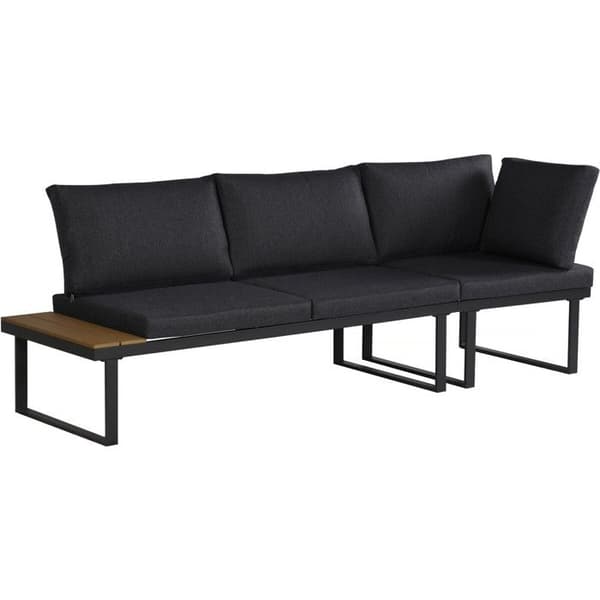 Trädgårdsmöbler hörnsoffa dekor imitation trä "Fiora" - 5 platser - Grå Grå