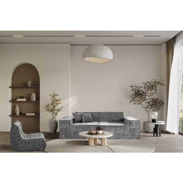 Modulaarinen suora sohva teksturoidusta kankaasta "Lusso" - 3 paikkaa - Harmaa Grå