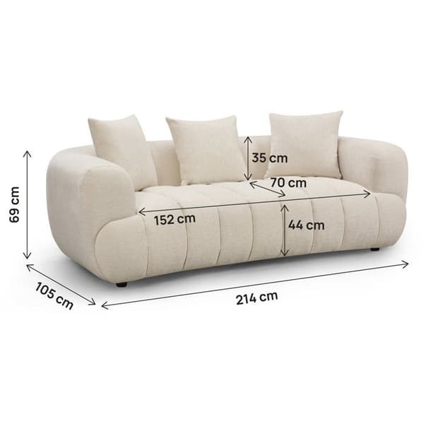 Sofa lige "La Fayette" - 3 pladser - Beige beige