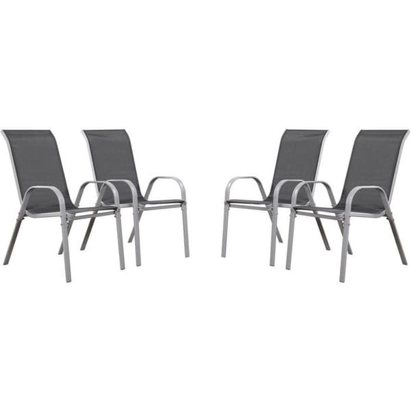 Trädgårdsstol Textilène "Cordoba" - Phoenix - Mörkgrå/Silver - 4-pack Mörkgrå